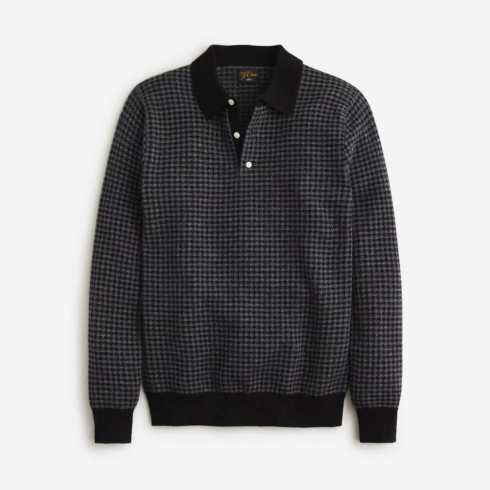 J.Crew Men's 100% Navy Cashmere Polo Sweater
